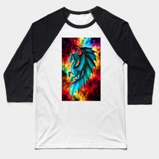 King Dragon Fire Turquoise Baseball T-Shirt